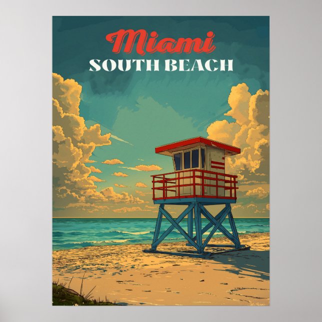 Affiche Vintage South Beach Miami (Devant)