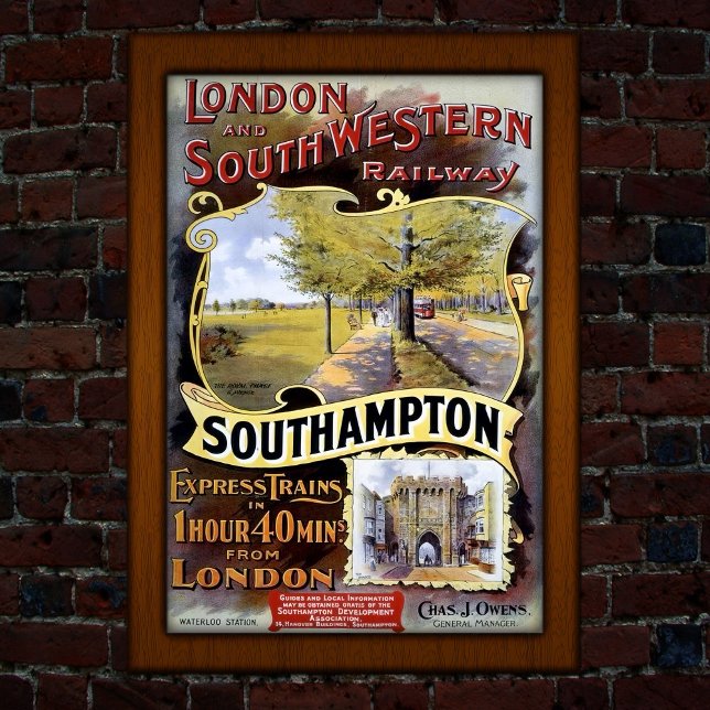 Affiche Vintage Southampton Train Travel Advertising  (Créateur téléchargé)