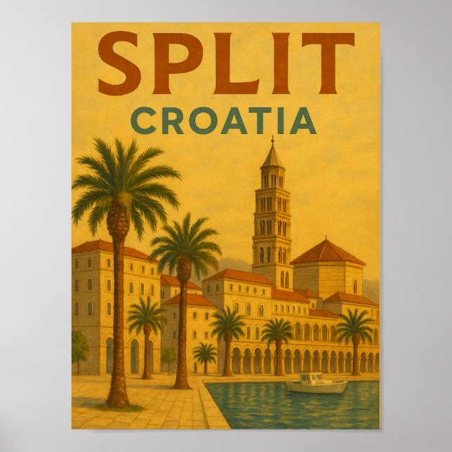 Affiche Vintage Split Croatie Dalmatie Voyage (Devant)