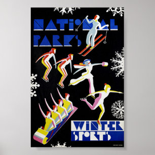 Affiche vintage Sports d'hiver Parcs Nationaux 193