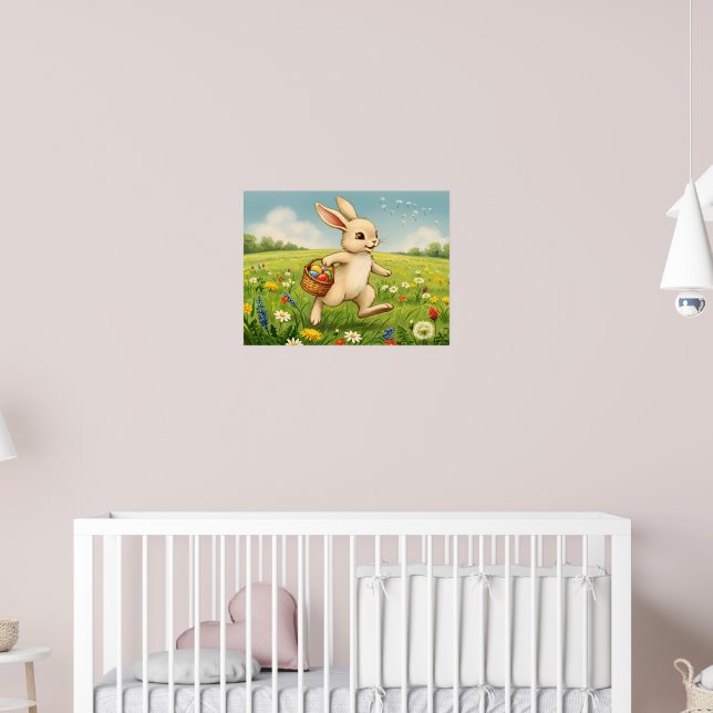 Affiche Vintage Spring Meadow Easter Bunny  (Pépinière 2)