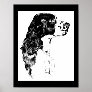 Affiche Vintage Springer Spaniel Chien Art Noir Et Blanc