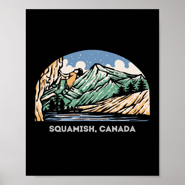 Affiche Vintage Squamish, Canada Escalade Bloc de Roche  (Devant)