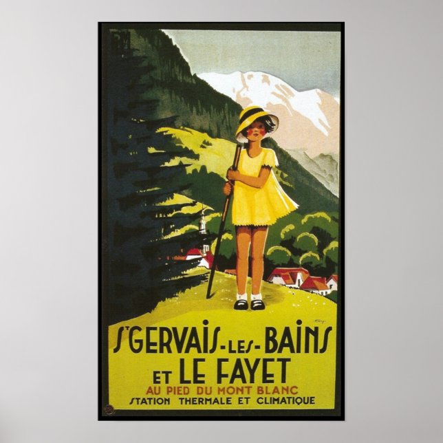 Affiche Vintage St Gervais les Bains Travel (Devant)