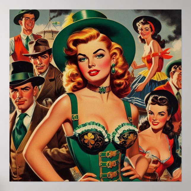 Affiche Vintage St. Patrick's Day Pin Up (Devant)