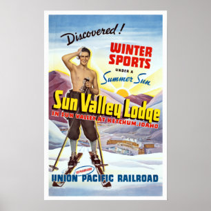 Affiche Vintage Sun Valley Idaho Ski Travel