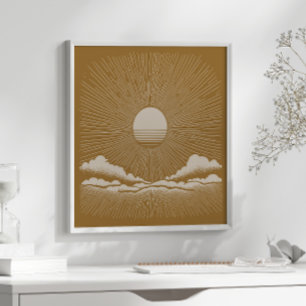 Affiche Vintage Sunburst Celestial Boho Nature inspirée