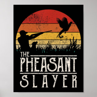 Affiche Vintage Sunset Retro Style Pheasant Chasse Pheasa