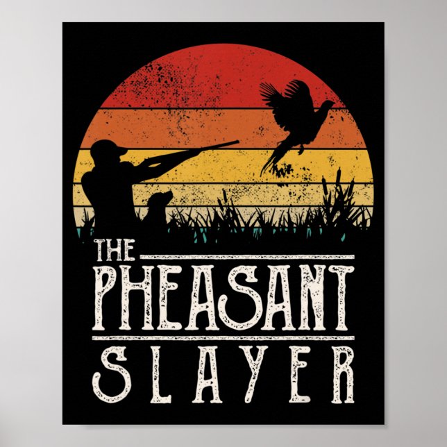 Affiche Vintage Sunset Retro Style Pheasant Chasse Pheasa (Devant)