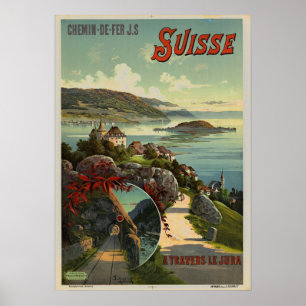 Affiche Vintage Switzerland Travel Illustration Art