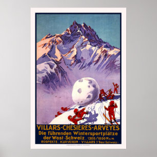 Affiche Vintage Switzerland Travel Ski