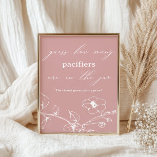 Affiche Vintage Temps Floral Baby shower Guess Jeu