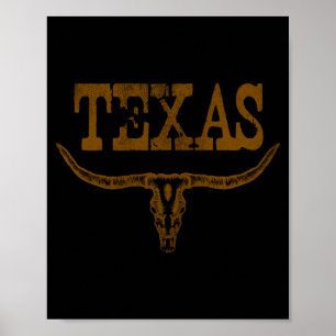 Affiche Vintage Texas Longhorn Lone Star State Ne Déconne 