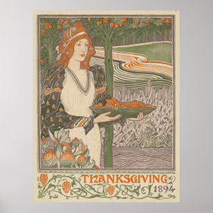 Affiche Vintage Thanksgiving Foods and Feasts (1894)