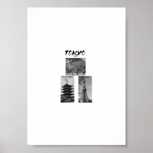 Affiche Vintage Tokyo tenue de rue japonaise Noir & Blan