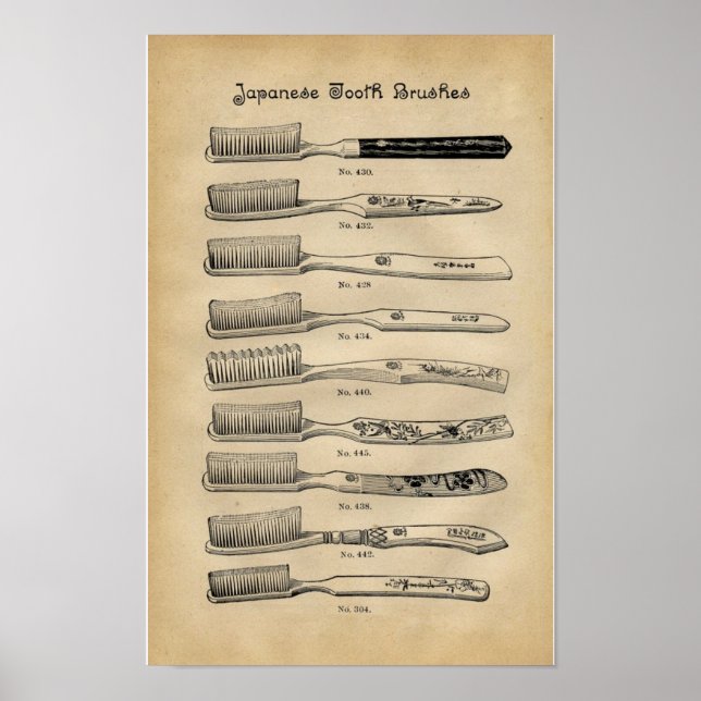 Affiche Vintage Toothbrushes (Devant)