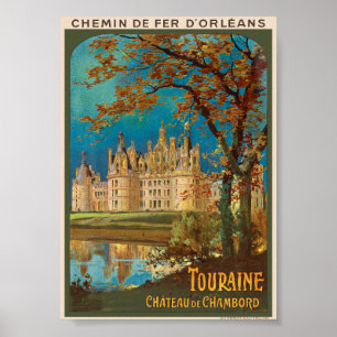 Affiche vintage Touraine Château de Chambord 1913