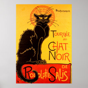 Affiche Vintage Tournee de Conversation Noir - Chat noir