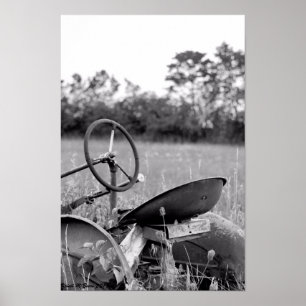 Affiche Vintage Tractor in Black and White