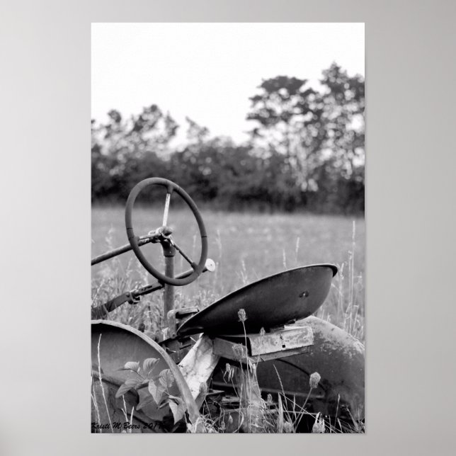 Affiche Vintage Tractor in Black and White (Devant)