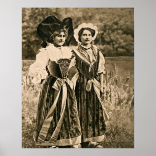 Affiche Vintage traditional women from Alsace and Lorraine