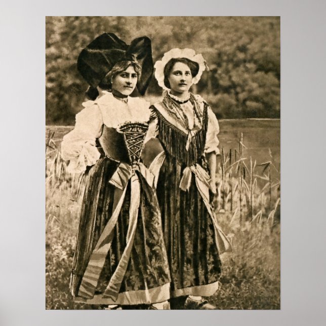 Affiche Vintage traditional women from Alsace and Lorraine (Devant)