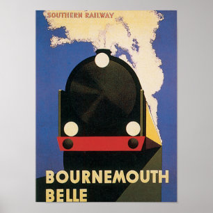 Affiche Vintage Travel Bournemouth Belle Train