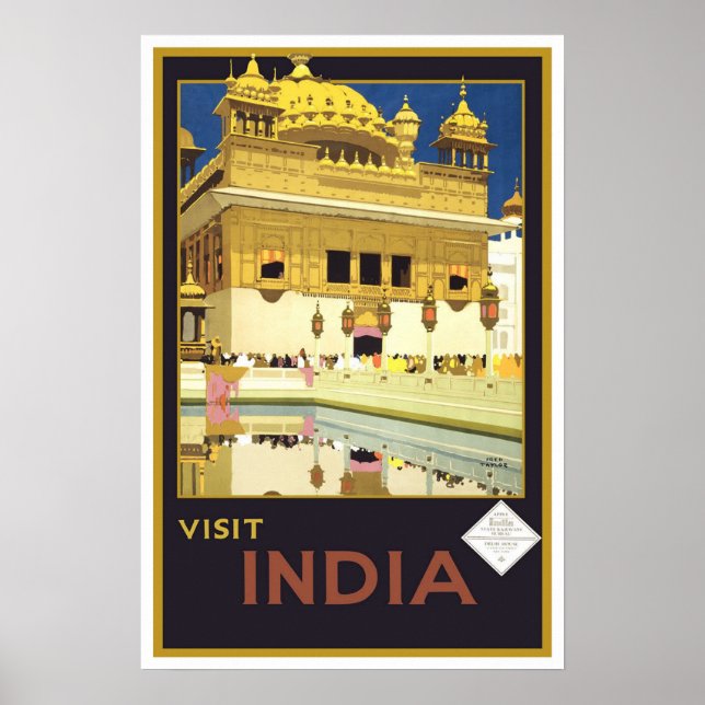 Affiche Vintage travel, Inde (Devant)