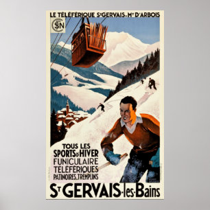 Affiche Vintage Travel - St Gervais - Les Bains - France