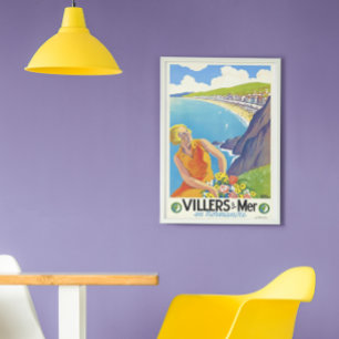 Affiche Vintage Travel Villers sur Mer Normandy Beach