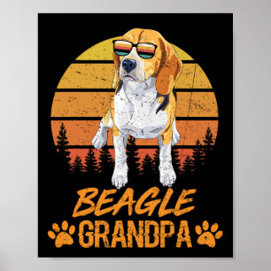 Affiche Vintage Tricolore Beagle chien grand-père paw papa