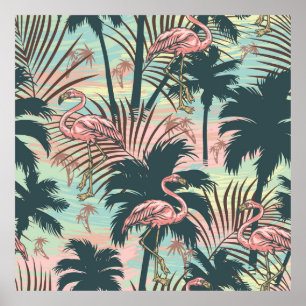 Affiche Vintage tropical coloré sans couture motif avec pi