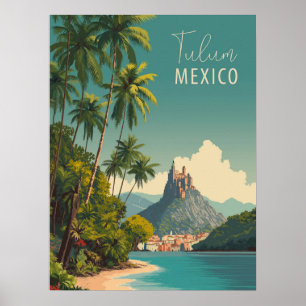 Affiche Vintage Tulum Mexico Travel