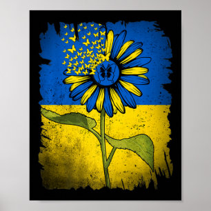 Affiche Vintage Ukraine Sunflower Butterfly Ukraine Ukrain