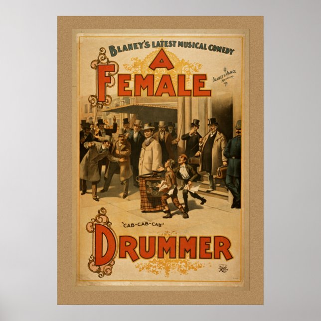 Affiche Vintage - Un batteur féminin (Devant)