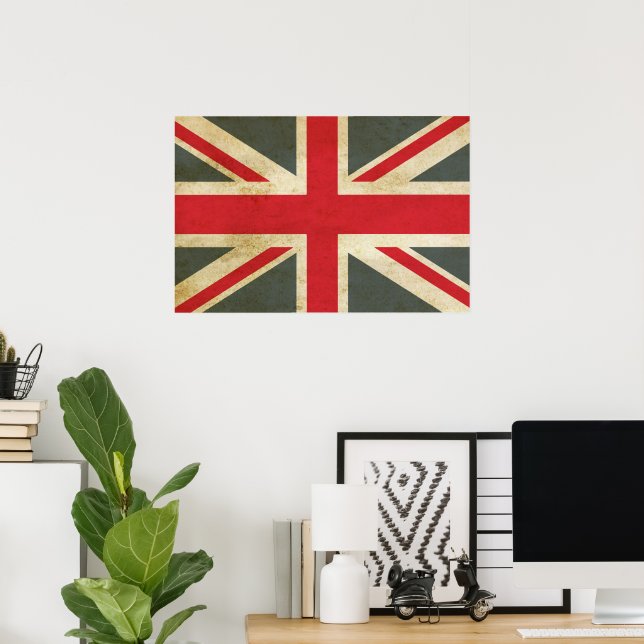 Affiche Vintage Union Jack British Flag (Bureau à domicile)