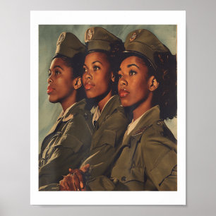 Affiche Vintage US Armée Sisterhood noire Femmes Soldats M