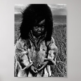Affiche Vintage USA Alaska eskimo garçon