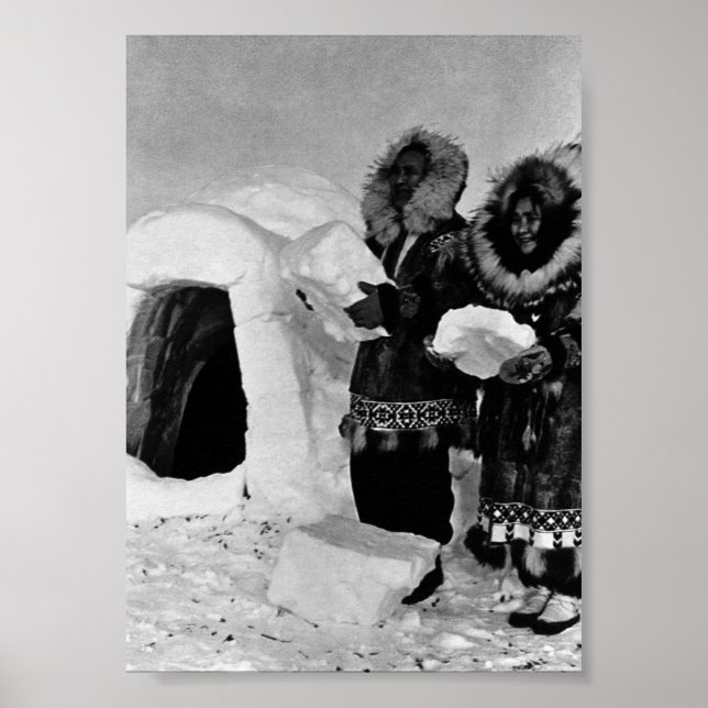 Affiche Vintage USA Alaska igloo builders (Devant)