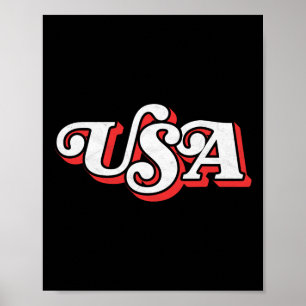 Affiche Vintage Usa Retro Typographie 4 juillet patriotiqu