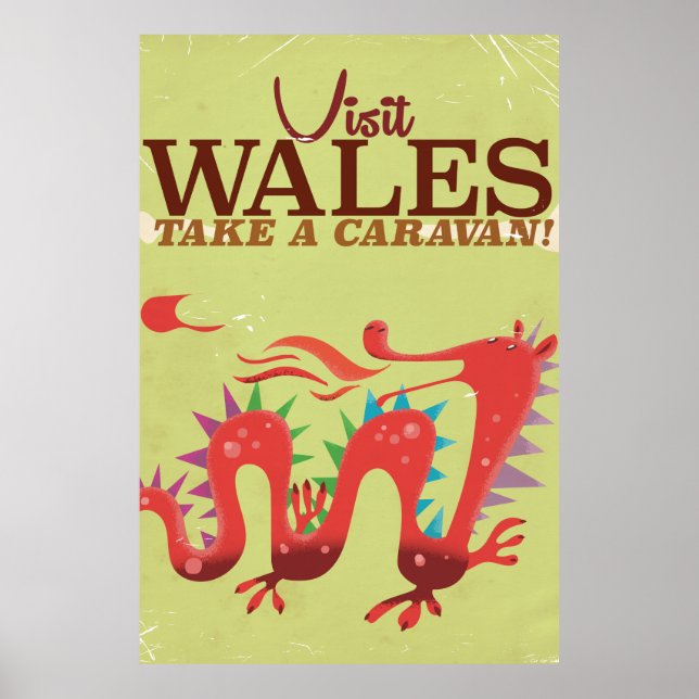 Affiche vintage vacances caravane pays de Galles (Devant)