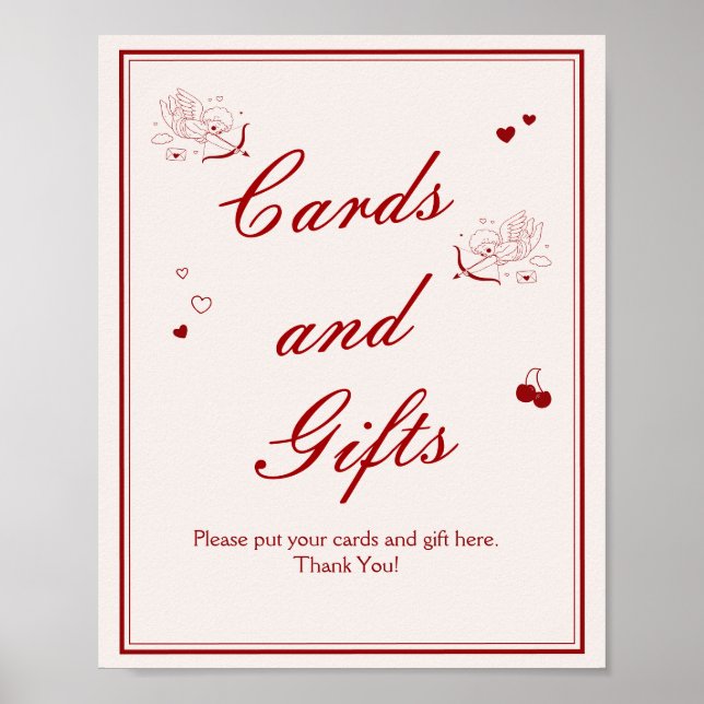 Affiche  Vintage Valentine Bridal Shower Cards and Gifts (Devant)