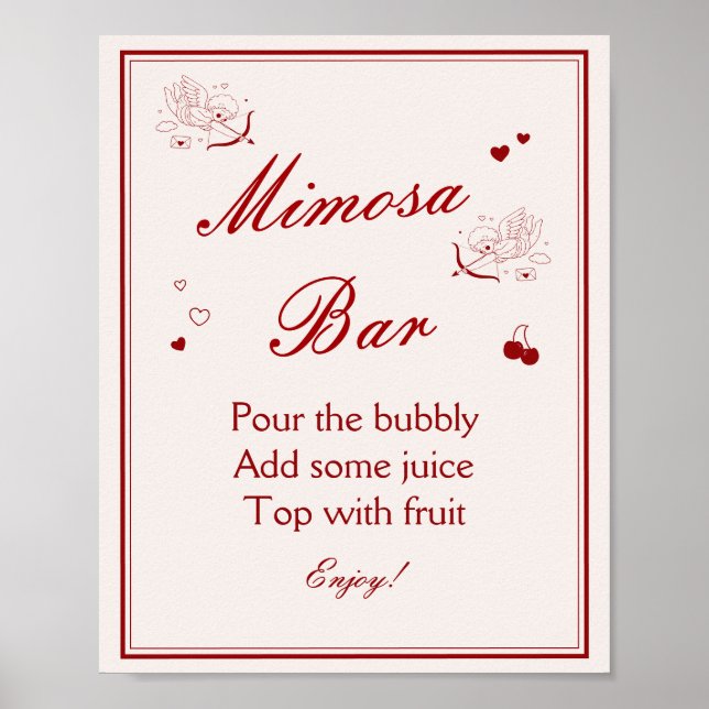 Affiche Vintage Valentine Bridal Shower Mimosa Bar (Devant)