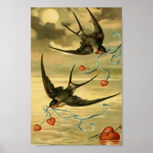 Affiche Vintage Valentine Grange Swallows