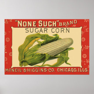 Affiche Vintage Vegable Étiquette Art, Aucun Telle Maïs Su