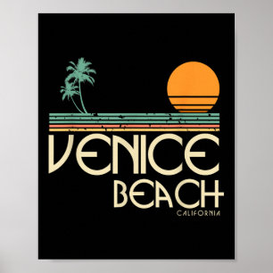 Affiche Vintage Venice Beach California Sunset Palmes