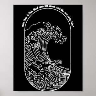 Affiche Vintage Vent Et Vagues Obéir Chrétien Jésus Japane