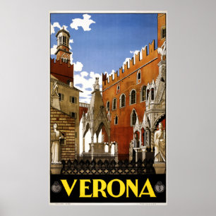 Affiche Vintage Verona Italy Architecture Travel