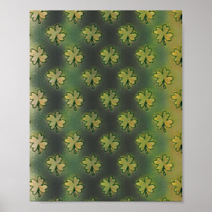 Affiche Vintage Vert, gris et orange shamrock St Patrick