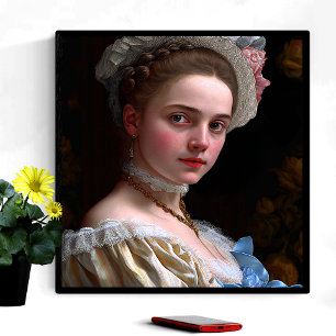 Affiche Vintage Victorian Lady Casquette Flower Rose